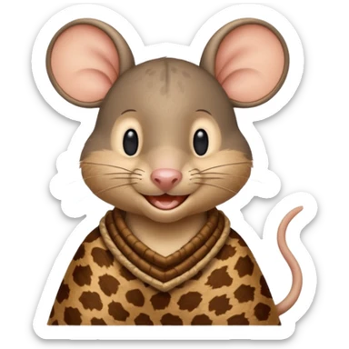 a jerry mouse wearing ancient animal skin cloth, half body, icon sticker