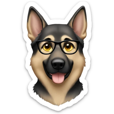 a handsome guy with brown hair, black thin stylish glasses and grey eyes. the grey german shepherd with yellow eyes sticker