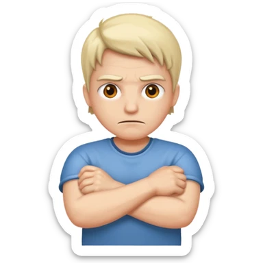 Mad with crossed arms  sticker