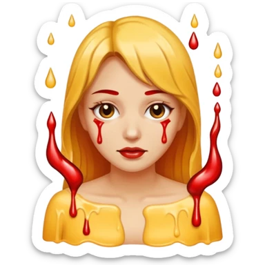 Woman dripping hot wax onto her own skin, controlled pain, ceremonial atmosphere sticker