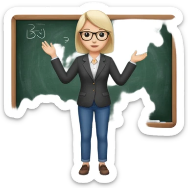 teacher  with a blackboard in the background, full body sticker