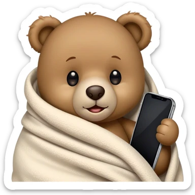 teddy bear cozy in blanket facetime call sticker