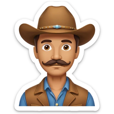 Cowboy with a mustache sticker