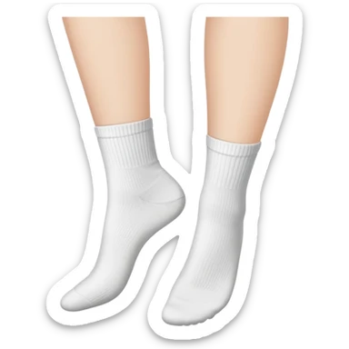 woman's feet wearing white crew socks viewed from directly underneath showing soles sticker