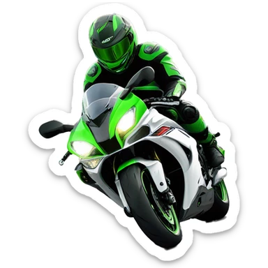  Piloto acenando na estrada de sua Kawasaki Zx10R 2018 preta sticker