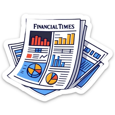 Financial Times newspaper with charts and graphs sticker