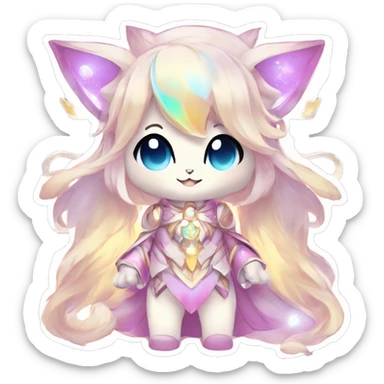 Cute Kawaii Chibi Anthro Sona Colorful Ethereal Pretty see Godly Celestial Shiny Fakemon Full Body sticker