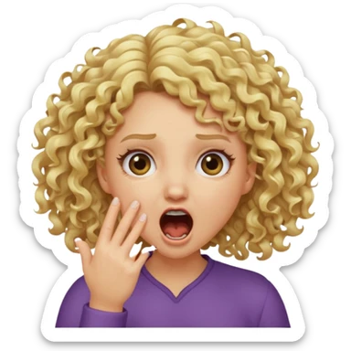 Emoji di ragazza bionda riccia che urla ma non è spaventata e mette una mano in faccia sticker