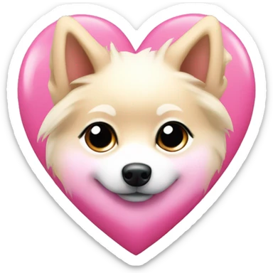 White and blonde spots spitz in a pink heart sticker
