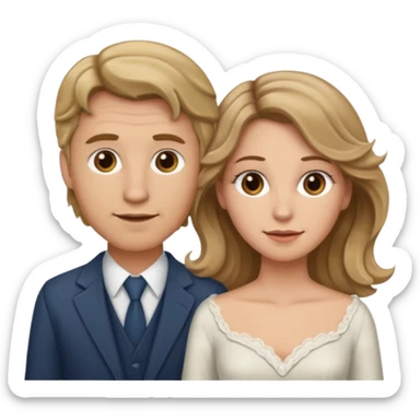 Married couple male dirty blonde hair and female brown wavy hair sticker