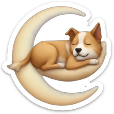 dog sleeping on moon sticker