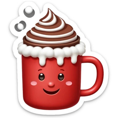 red mug of hot chocolate with marshmallows sticker
