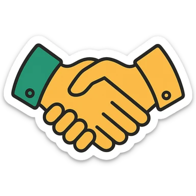 handshake emoji, professional style, green white and gold color scheme, classic look, elegant lines, decorative details, no background sticker