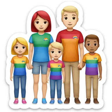 a family of 6 with the same matching shirts with a rainbow flag beind  sticker