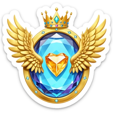HUGE magic galactic gemstone award-in-frame-decorated-with-big-golden-angel--wings and crown sticker