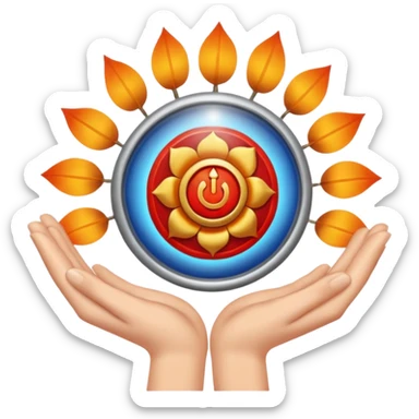 Make a emoji in which a finger taking sudarshan chakra sticker