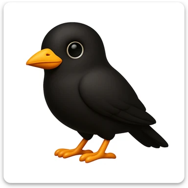 Keep the bird face exactly like the reference image but show the whole body in iOS emoji style. Same face, color, and expression, smooth and shiny, standing bird pose. Add a subtle highlight to the body. sticker