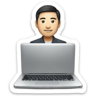 chinese entrepreneur on laptop ecommerce sticker