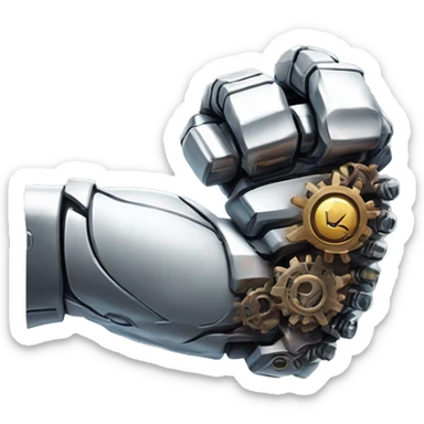 Cyborg arm only flexing bicep and shoulder with gears and shocks sticker