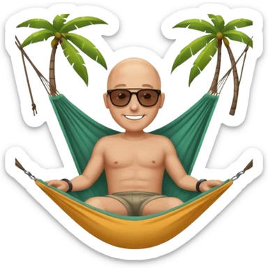 Bald man  in a hammock sticker