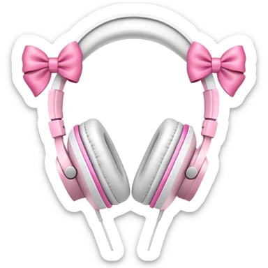 White headphones with pink bows sticker