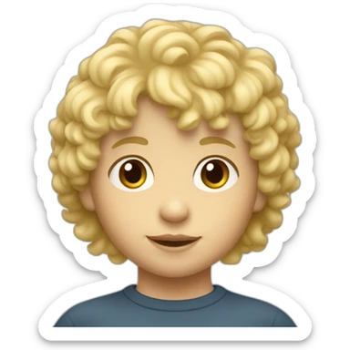 Toddler boy with short fringe and curly blonde mullet hairstyle sticker