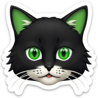 Chat noir et blanc avec des yeux verts sticker