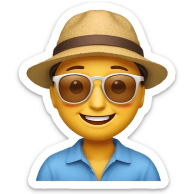 cheerful face emoji by a canal in an urban setting sticker