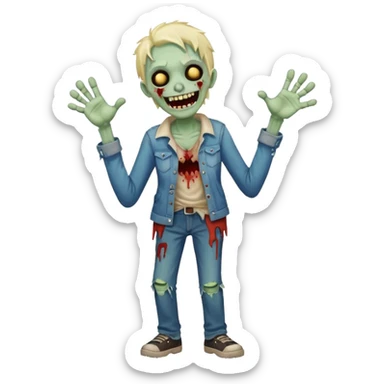 A cute, cheerful zombie is laughing at full length sticker