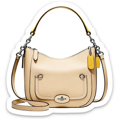 Coach Women's Hadley Mini Crossbody Bag in Pebbled Leather all white beige rectangle
 sticker