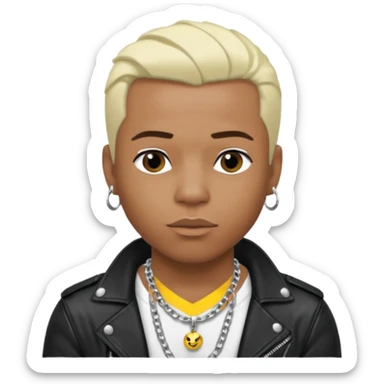 Sisqó, R&B Singer with platinum blonde hair, dark skin, shirtless with necklace, black leather jacket sticker