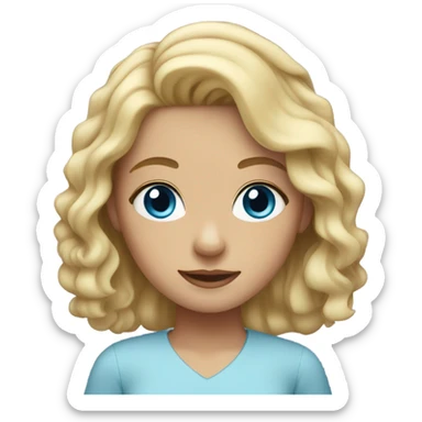 Girl with wavy blonde hair and blue eyes sticker