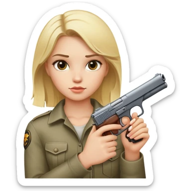 Blonde girl with a gun  sticker