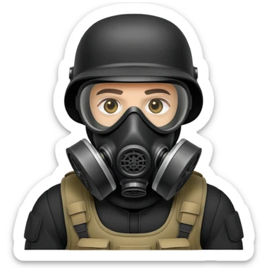 soldier in black bulletproof vest and gas mask sticker