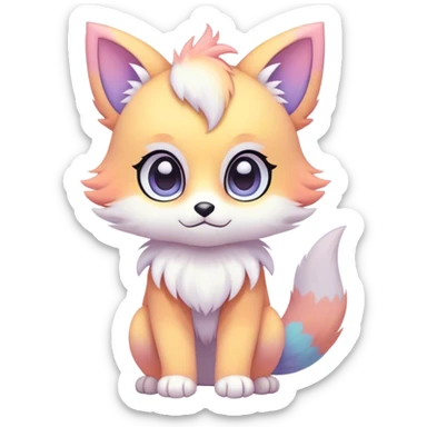 Kawaii colorful pastel ethereal anthro fursona Fakemon sticker