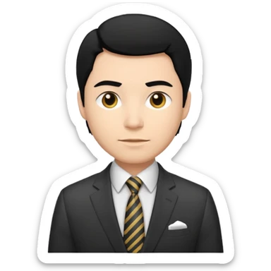 man black hair light skin tone with suit sticker