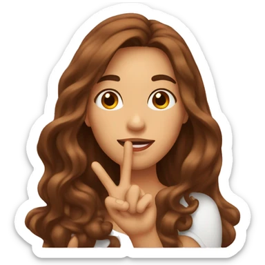 a woman, with long, wavy brown hair, who gives a kiss with her mouth and makes a V sign with 2 fingers sticker