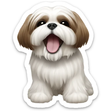 White and brown shih tzu singing  sticker