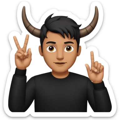 Un uomo vestito in nero che fa il gesto delle corna  sticker