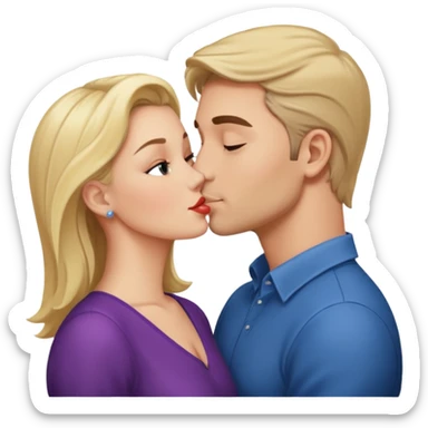 a good looking man and good looking woman are Kissing, indoor sticker