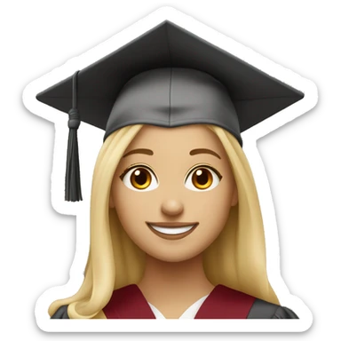 Blonde girl smiling wearing university of Chicago Loyola graduation sticker