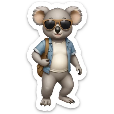 anthropomorphised koala in casual clothing, wearing dark sunglasses, walking upright in standard pose sticker