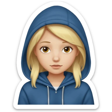 Blonde girl wearing a hoodie sticker