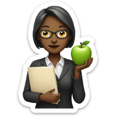 Women teacher with an Apple sticker