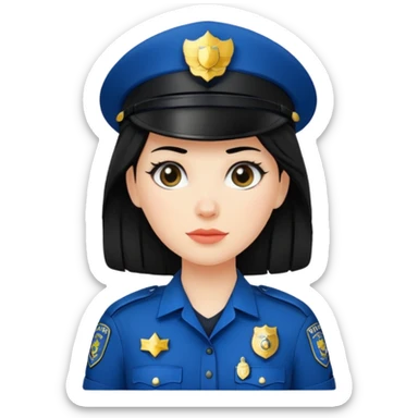 white woman wear police's uniform sticker