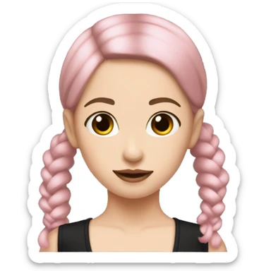 Pale girl with brown and pink on the bottom hair in pigtails and has on a black turtleneck halter top sticker