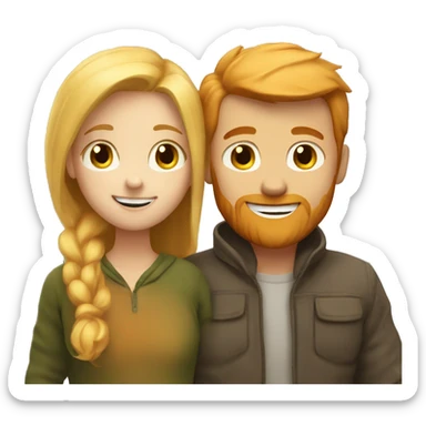 couple hug with warm smiles blonde girl and ginger man  sticker