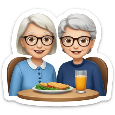 conversación dentro de un restaurant  dos personas y una de las persoans sea una abuela sticker