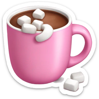 Hot chocolate with marshmallows in a pink mug sticker