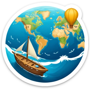 navegar, mar, mundo, mapa, brújula, dirección sticker